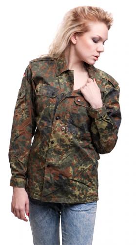 BW field shirt, Flecktarn, surplus. Good choice for women's wear too. Just remember these are in men's sizes.