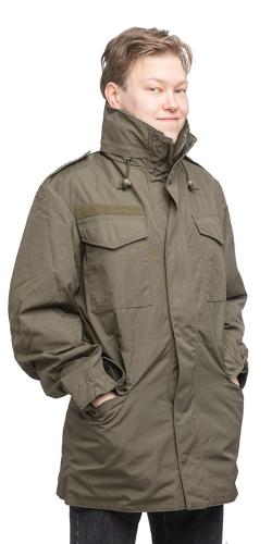Austrian Field Jacket w. Membrane, Surplus, Unissued. The collar can be lifted up to cover the whole neck.
