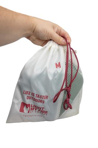 Light My Fire Mealkit BIO, Sandygreen. Included is a storage bag made from recycled PET bottles.