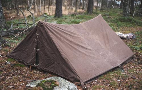 British 2-person WW2 Model Bivouac Tent, Surplus. A two-person tent but more comfortable for one if you have lots of stuff.
