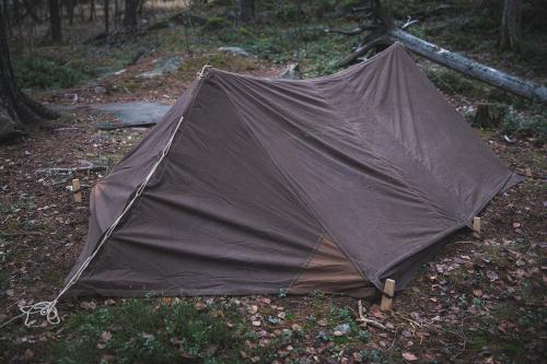 British 2-person WW2 Model Bivouac Tent, Surplus. The brown variety. The shade can vary from darker to a bit lighter.