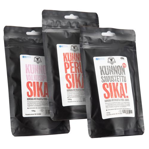 Kuivalihakundi Pork Jerky, 100 g. Several flavor options.