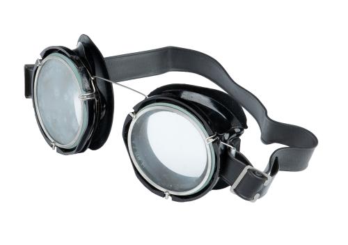 Swiss Mountain Trooper Goggles w. Aluminum Case, Surplus. Clear lenses, rubber band