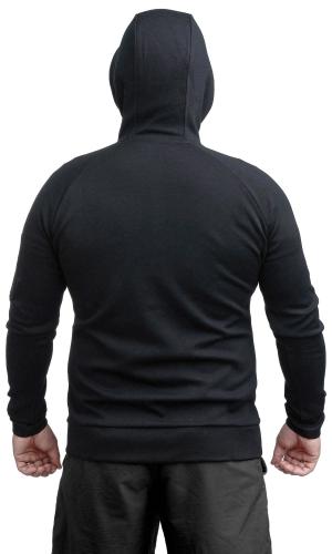 Särmä Merino Wool Hoodie with Buttons. Model's measurements are 178/118, and garment size is Large Regular