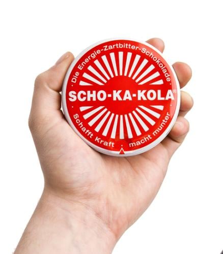 Scho-Ka-Kola, 100 g Tin Box, 10-Pack. 