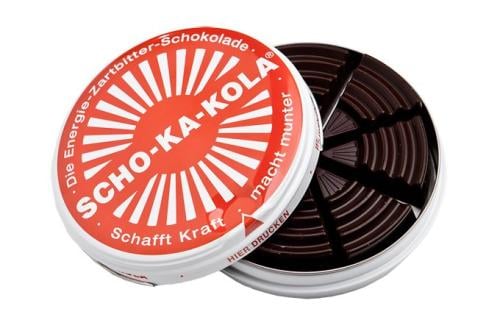 Scho-Ka-Kola, 100 g Tin Box, 10-Pack.