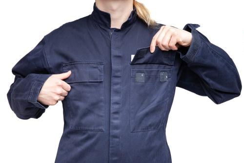 British Coverall, Dark Blue, Surplus. Chest pockets with hook and loop.
