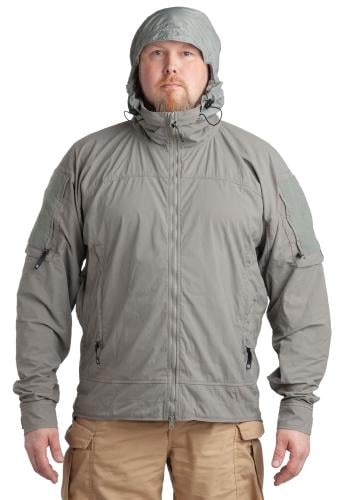 Beyond L5 Glacier PCU Softshell Jacket, surplus. Model is 183 cm / 6' tall with a 116 cm / 46" chest. Jacket size XL Regular.