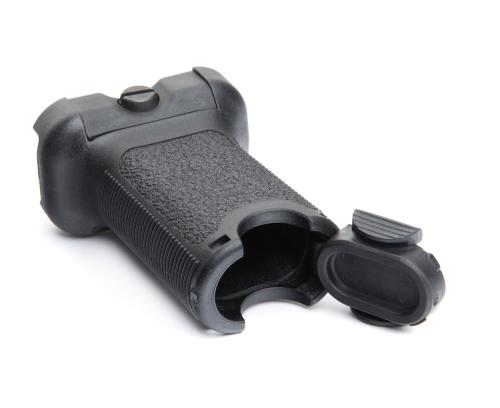 BCM BCMGUNFIGHTER Vertical Grip Short, Picatinny. The storage space is rather small and the lid is tight AF.