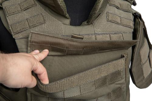 Sioen M2010 Tactical Vest, NIJ IIIA, Olive Green. Armor plate pocket in the front.