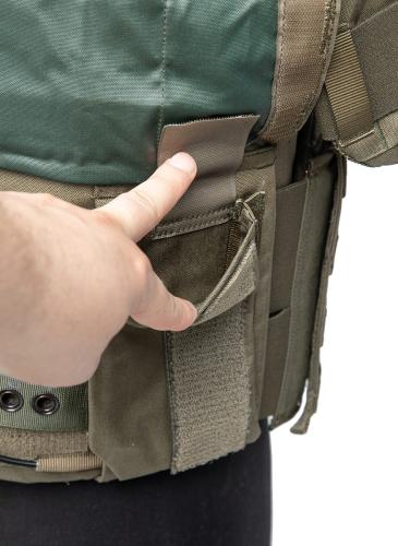 Sioen M2010 Tactical Vest, NIJ IIIA, Olive Green. Small pockets under the rear flap.