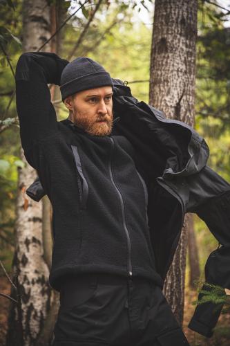 Särmä Men's Wool Fleece Jacket. Use it as a lightweight jacket when the weather is nicer, and don e.g. a hardshell jacket on top of it when it starts raining.