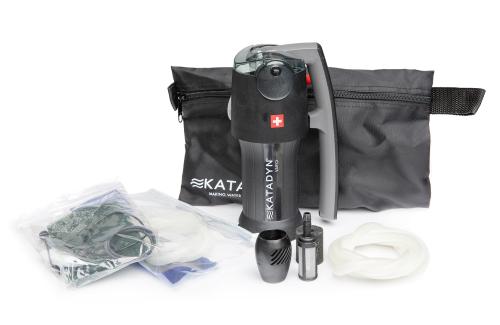 Katadyn Vario Microfilter . The package includes the prefilter with the replaceable carbon core and ceramic disc, water hoses, a carry bag, a cleaning pad., and a silicone lubricant