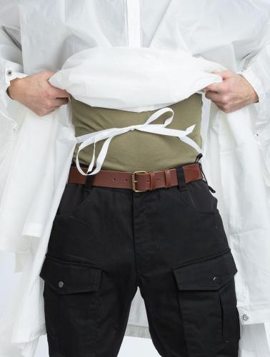 Swiss Rain Poncho, White, Surplus. This crude belt will help to keep the poncho in place while you meander around the graveyard.