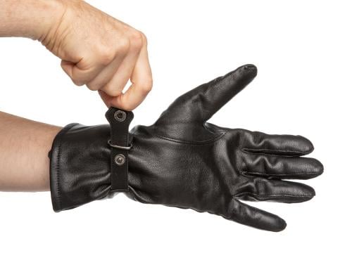 Dutch Leather Gloves, Black, Surplus. The length of the cuff varies.
