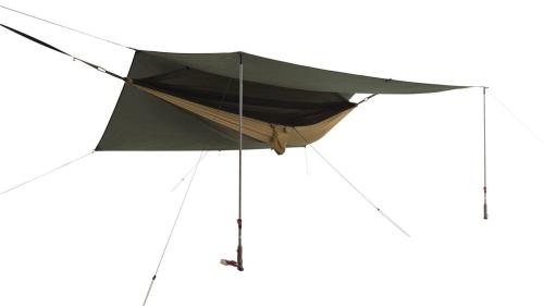 Robens Trace Ultimate Hammock Set. You can increase space under the tarp with trekking poles (not included).