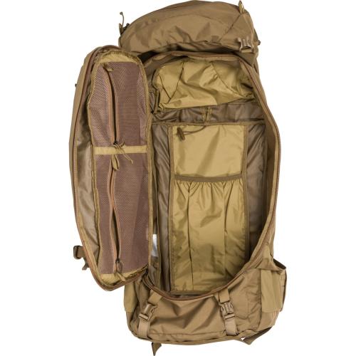 Mystery Ranch Beartooth 80 Pack. The 270° “zipper on the main compartment can be used as a top-loader or accessed from anywhere along the whole length, making it easier to get to any gear you might need.