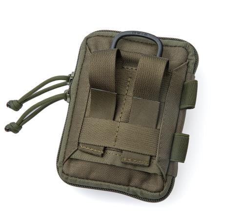 Baribal Micro EDC Organizer Pouch. The PALS-compatible straps in the back can be weaved into belt loops as well.