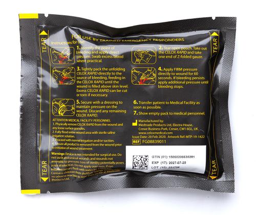 Celox Rapid 5ft Z-Fold Gauze.