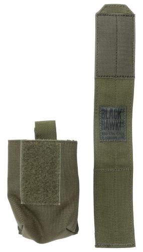 Blackhawk Single Grenade Pouch, Green, Surplus, Used. Flap is adjustable by hook & loop attachment.