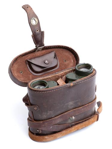 Hungarian Binoculars with Leather Case, 6 x 30, Surplus.