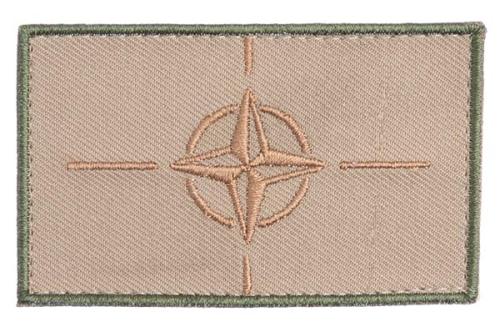Särmä TST NATO Flag Patch, 77 x 47 mm. Subdued desert colors.