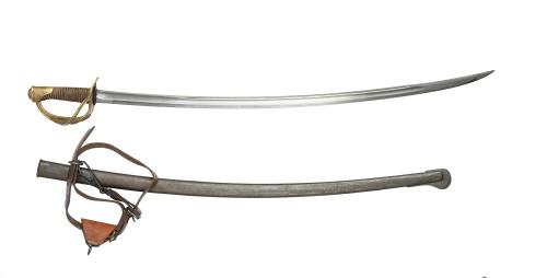 Dragoon Officer's Full-Length Sword, with Leather Strap, Good Condition.