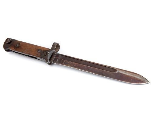 Carcano '91/38 Rifle Folding Bayonet, Rusty Sheath, Otherwise Fine. 