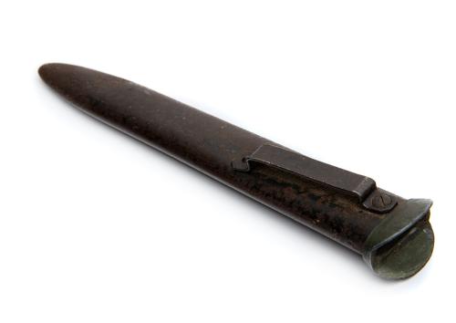 Carcano '91/38 Rifle Folding Bayonet, Rusty Sheath, Otherwise Fine.
