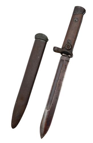 Carcano '91/38 Rifle Folding Bayonet, Rusty Sheath, Otherwise Fine