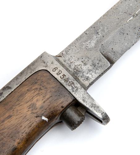 Krag-Jorgensen Bayonet w.o. WaA Insignia, Dented Sheath, Good Condition.