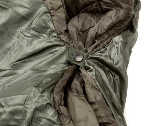 Greek "Pattern 58" Sleeping Bag, Surplus. Prior to packing, snap the snap fasteners shut first.