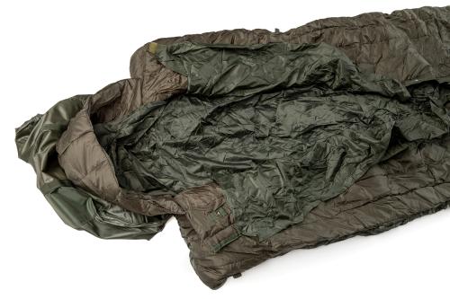 Greek "Pattern 58" Sleeping Bag, Surplus. The integrated compression bag works as a pillow when stuffed with stuff.