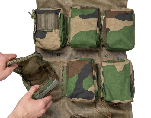 French SSA 1999 Modular Medical Rucksack, CCE, Surplus. Small Zippered Pouches.