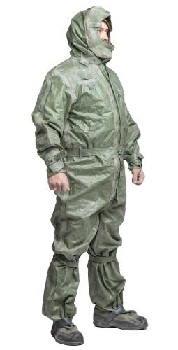 Czechoslovakian OPCH 70 Rubber NBC Coverall, Surplus. Model 5'10" / 178 cm tall, with a 46" / 117 cm chest.