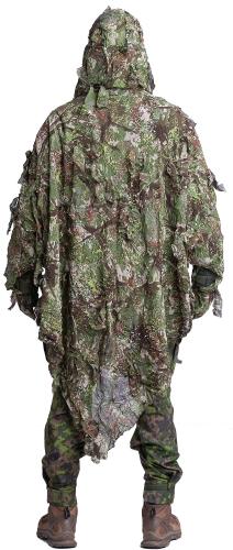 Ghosthood Ghost-hoodie. Lots of fabric loops around the hoodie to attach natural vegetation or other additional camouflage material.