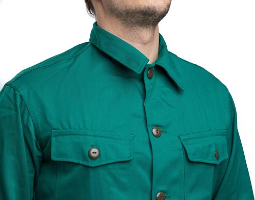 Austrian Anzug 75 Field Shirt, Funny Green, Surplus. You can button it all the way up, if you're going to a summer wedding or a funeral.