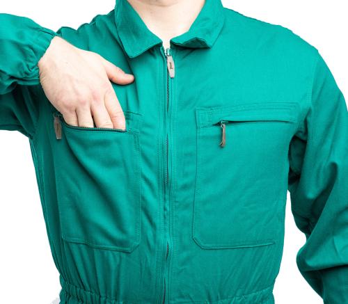 Austrian Coverall, Funny Green, Surplus. Pockets on the chest.