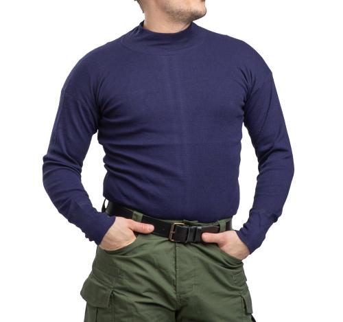 Italian Turtleneck Shirt, Cotton, Navy Blue, Surplus.