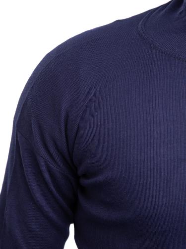 Italian Turtleneck Shirt, Cotton, Navy Blue, Surplus.