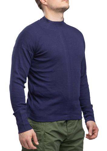 Italian Turtleneck Shirt, Cotton, Navy Blue, Surplus. 