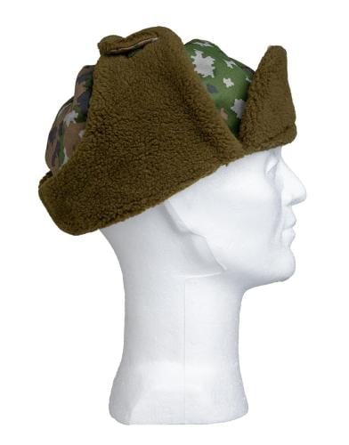 Finnish M05 Winter Hat. The camo pattern is the Finnish M05 winter woodland.