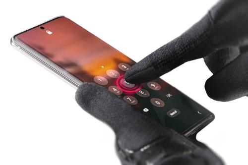 The Heat Company Merino Liner Pro Gloves. Conductive textile on thumb, index, and middle fingers to handle touch screens.