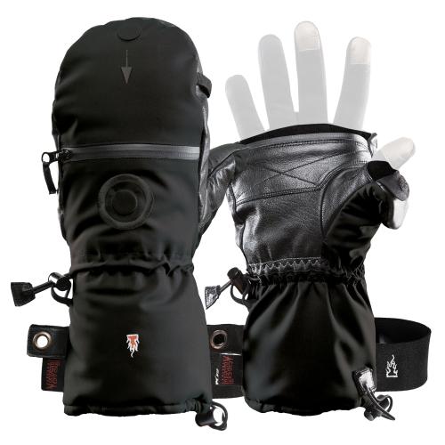 The Heat Company Shell Mittens. Thumb and mitten flap can be unzipped and folded down to reveal the separately sold liner.