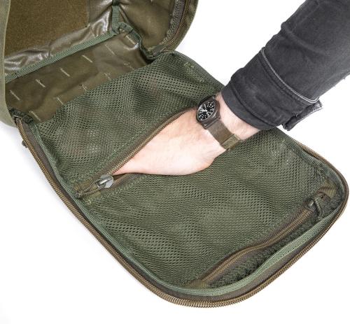Särmä TST CP10 Mini Combat Pack w. Flat Shoulder Straps. Two mesh pockets with zippers.
