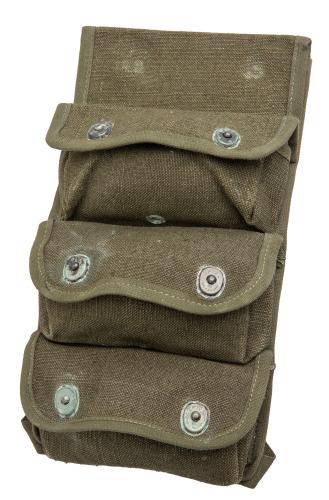 French Three Cell Grenade Pouch, Surplus. 
