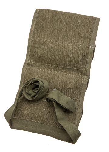 French Three Cell Grenade Pouch, Surplus. Thigh straps.