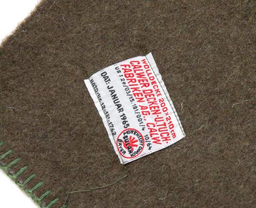 BW Wool Blanket, Surplus, Unissued. The tag on the blanket says that they are 200 x 210 cm (79” x 83”), but in truth they are 200 x 200 cm (83” x 83”) plus/minus a couple of centimeters (inch or two).