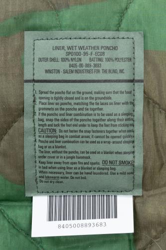 US "Woobie" Poncho Liner, Woodland, Surplus, Unissued. This example was made back in '95.