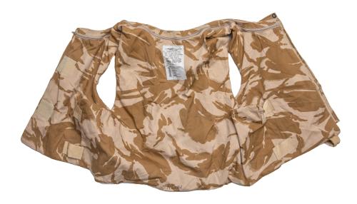 British Flak Jacket, without Protective Material, Desert DPM, Surplus. The camouglage pattern is British Desert DPM.